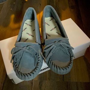Storm Blue Minnetonka Moccasins - Size 7 Never Worn